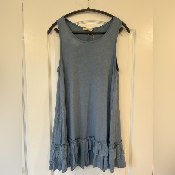 NWT Easel Tank Double Ruffle Shirt Dress Or Tunic Top - Picture 1 of 4